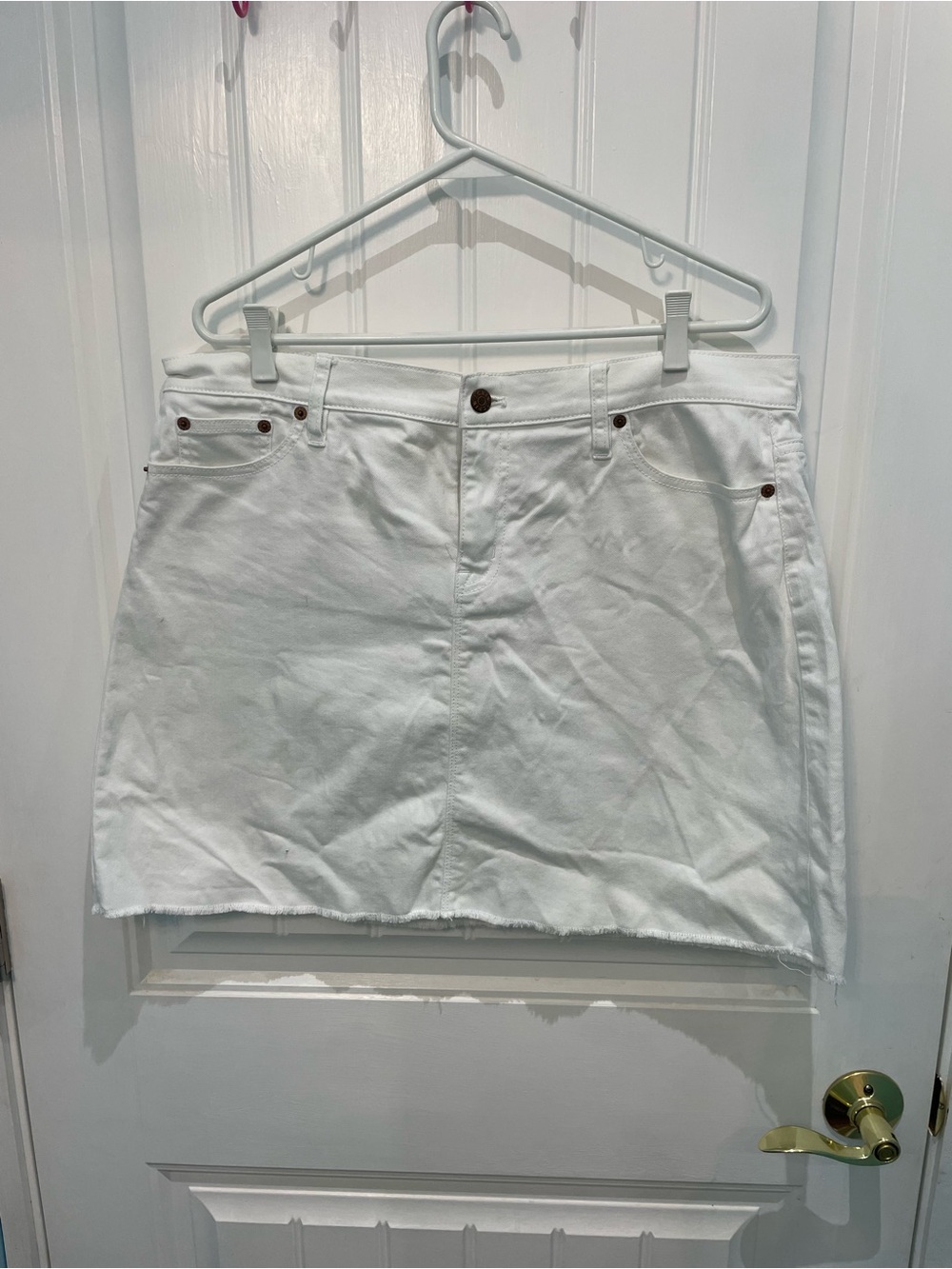 J Crew White mini denim skirt
